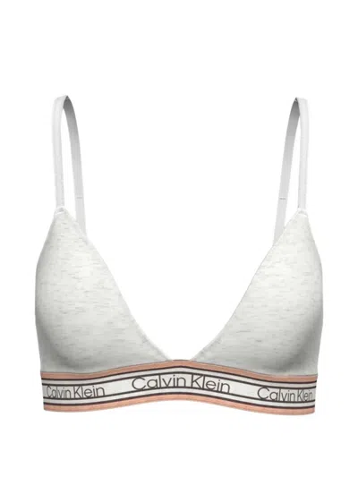 Calvin Klein Underwear Logo-tape Triangle Bralette In Gray
