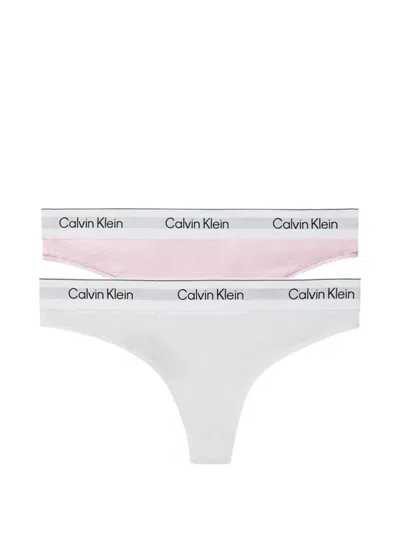 Calvin Klein Underwear White Cotton Pantie In Black