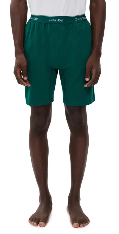 Calvin Klein Underwear Modern Cotton Stretch Sleep Shorts Turf In Green