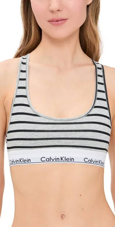 Calvin Klein Underwear Modern Cotton Unlined Bralette Leader Stripe/grey Heather