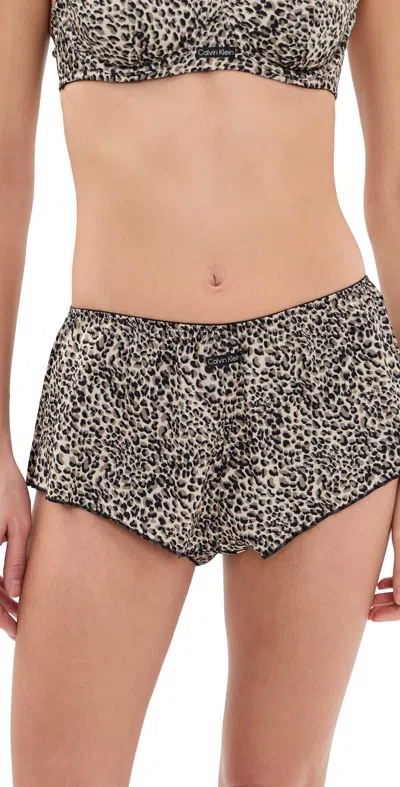 Calvin Klein Underwear Modern Logo Tap Shorts Brushed Leopard In Gray