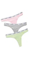 Calvin Klein Underwear Modern Logo Thong 3 Pack Highline Green/buff Pink/grey