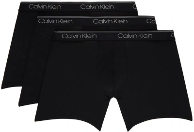 Calvin Klein Underwear Three-pack Black Boxer Briefs In 001 - Black