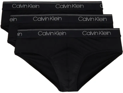 Calvin Klein Underwear Three-pack Black Briefs In 001 - Black