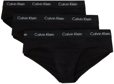 Calvin Klein Underwear Three-pack Black Hip Briefs In 001 - Black