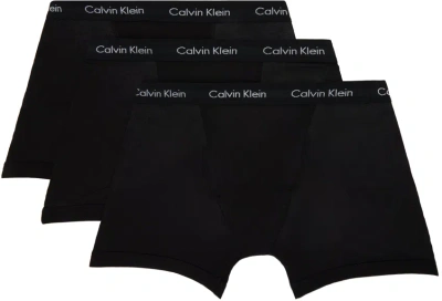 Calvin Klein Underwear Three-pack Black Stretch Boxer Briefs In 001 - Black