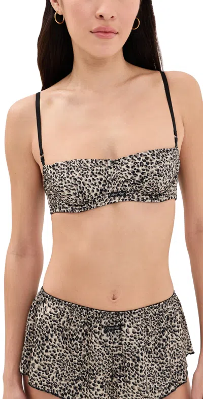 Calvin Klein Underwear Unlined Balconette Bra Brushed Leopard In Gray