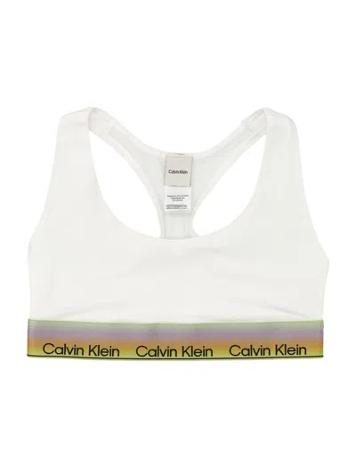 Calvin Klein Multicolor Logo Band Bralette In White