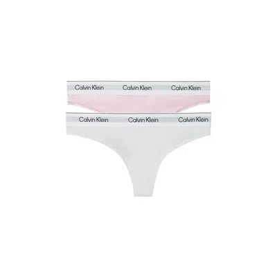 Calvin Klein Underwear White Cotton Pantie In Black