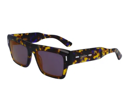 Calvin Klein Unisex Ck23504s Sunglasses In Havana Blue/violet Blue