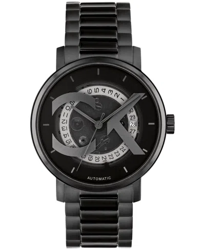 Calvin Klein Unisex Iconic Automatic Ionic Plated Black Stainless Steel Bracelet Watch 40mm