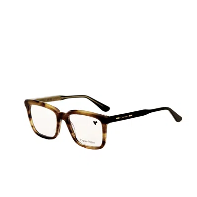 Calvin Klein Unisex Khaki Havana 53mm Opticals In Brown