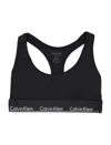 Calvin Klein Plus Modern Cotton Unlined Racerback Logo Tape Bralette In Black-gray