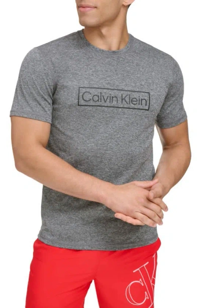 Calvin Klein Upf 40+ Short Sleeve Rashguard T-shirt In Grey Heather
