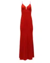 Calvin Klein V-neck Long Gown In Red Polyester In Red