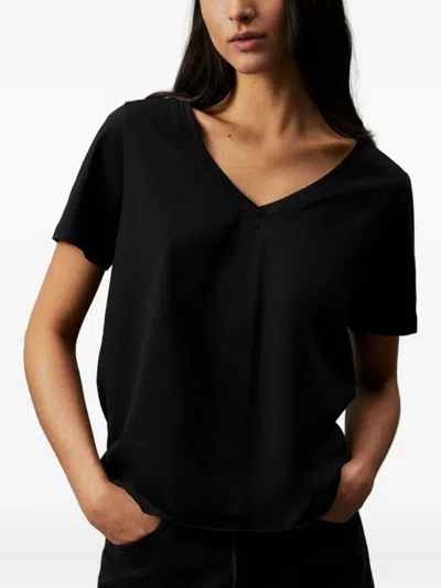Calvin Klein V-neck Short-sleeve T-shirt In Black