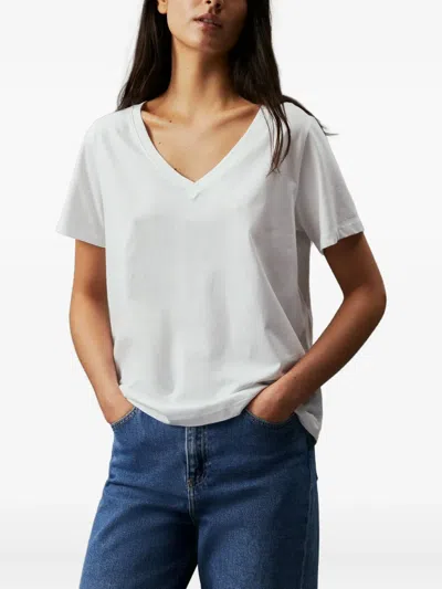 Calvin Klein V-neck Short-sleeve Top In White