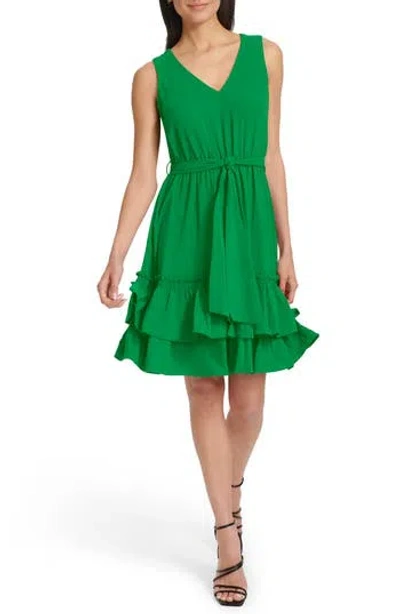 Calvin Klein V-neck Sleeveless A-line Dress In Green
