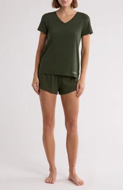 Calvin Klein V-neck T-shirt & Shorts 2-piece Pajama Set In Duffle Bag