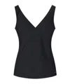 Calvin Klein Satin V-neck Sleeveless Top In Black