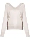 Calvin Klein V-neck Wool Jumper In Neutrals