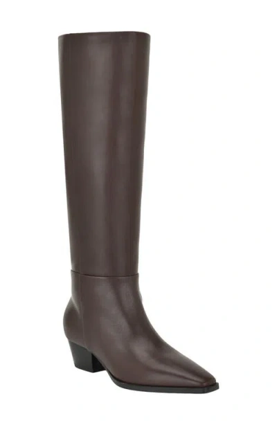 Calvin Klein Varcey Knee High Boot In Dark Brown 201