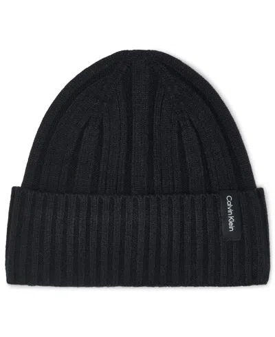 Calvin Klein Variegated Rib Beanie In Blue