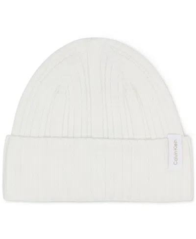 Calvin Klein Variegated Rib Beanie In White