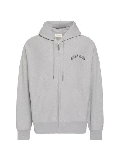 Calvin Klein Varsity Zip-up Hoodie In Gray
