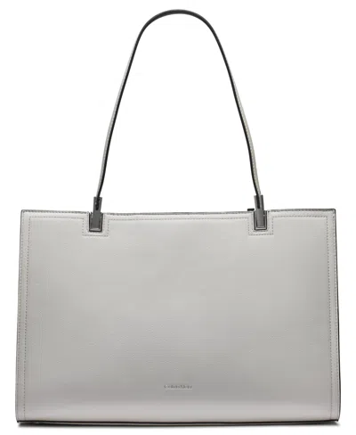 Calvin Klein Verne Mixed Material Tote In Black,cherub White,dove