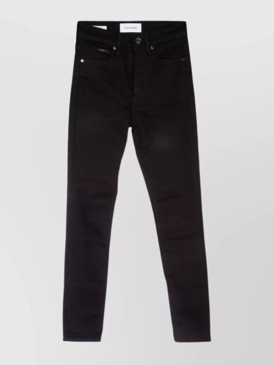 Calvin Klein Versatile Belted Five-pocket Trousers In Black