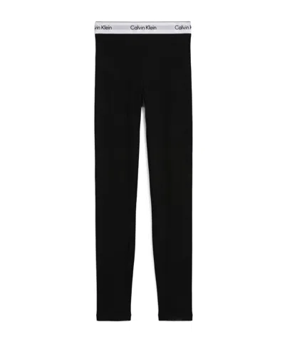 Calvin Klein Vertical Ribbed Stretch Leggings In Black