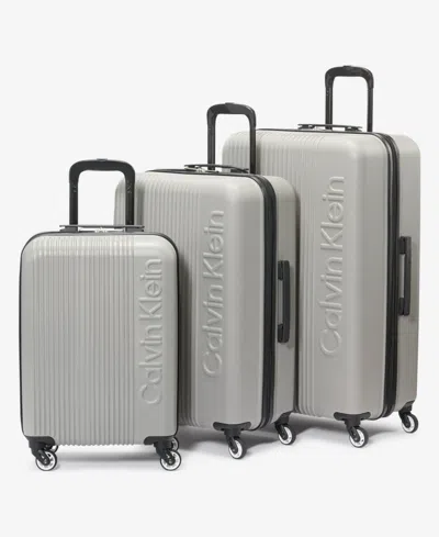 Calvin Klein Verticalism 3 Piece Luggage Set In Heather Gray