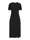 Calvin Klein Ribbed Texture Knee-length Fitted Silhouette Dress In Black