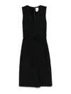 Calvin Klein Linen Blend Ns V Neck Dress Clothing In Black