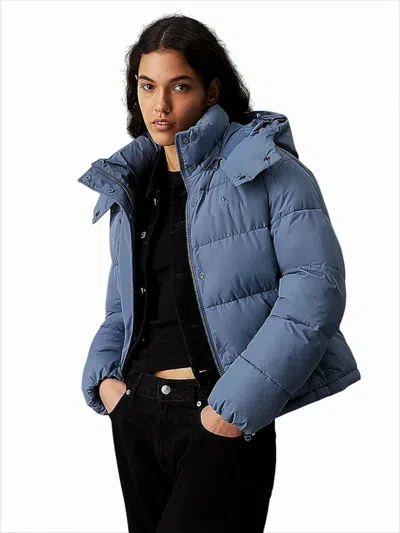 Calvin Klein Vibrant Blue Quilted Jacket With Detachable Hood