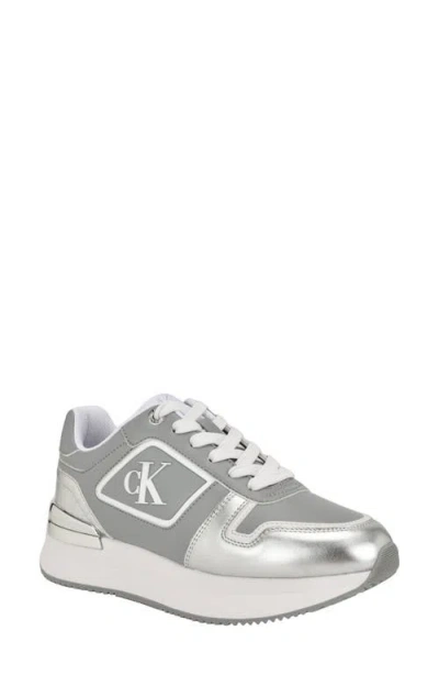 Calvin Klein Vidya Sneaker In Grey,silver