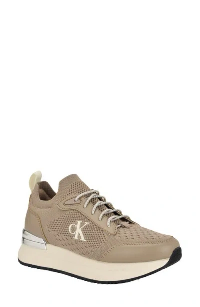 Calvin Klein Vikas Knit Sneaker In Taupe