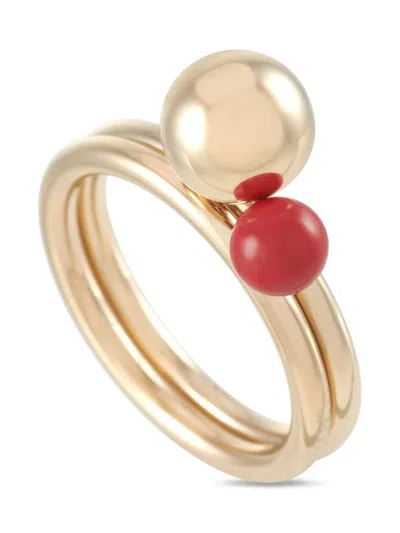 Pre-owned Calvin Klein Vintage Bubbly Champagne Rings (set Of Two) In Gold