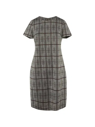 Pre-owned Calvin Klein Vintage Check-pattern Mini Dress In Gray