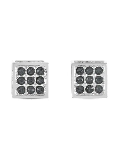 Pre-owned Calvin Klein Vintage Crystal-embellished Earrings In Silver