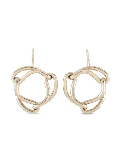 Pre-owned Calvin Klein Vintage Knot-detailing Earrings In Gold