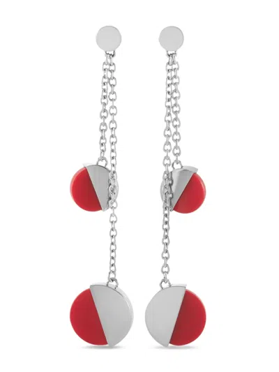 Pre-owned Calvin Klein Vintage Spicy Stainless Steel Earrings In Silver