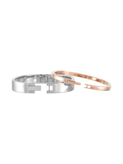 Pre-owned Calvin Klein Vintage Two-tone Design Bracelet In Silver