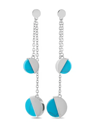Pre-owned Calvin Klein Vintage Two-tone Design Earrings In Silver
