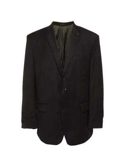 Pre-owned Calvin Klein Vintage X Macy's Striped Blazer In Black