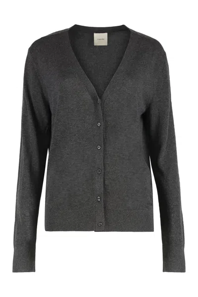Calvin Klein Viscose Cardigan In Gray