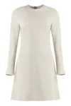 Calvin Klein Recycled Material Long Sleeve Dress In Beige