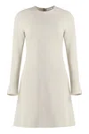 Calvin Klein Recycled Material Long Sleeve Dress In Ecru