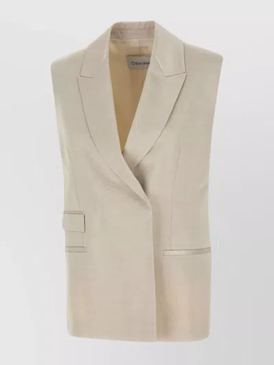 Calvin Klein Viscose Hemp Cotton Blend Women's Waistcoat In Neutral